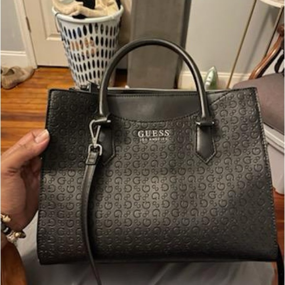 Guess Black Patterned Satchel - image 3
